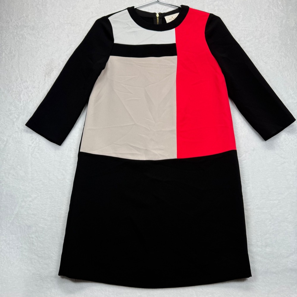 Kate Spade Color Block Dress Sheath Career Party Long Sleeve Size 00